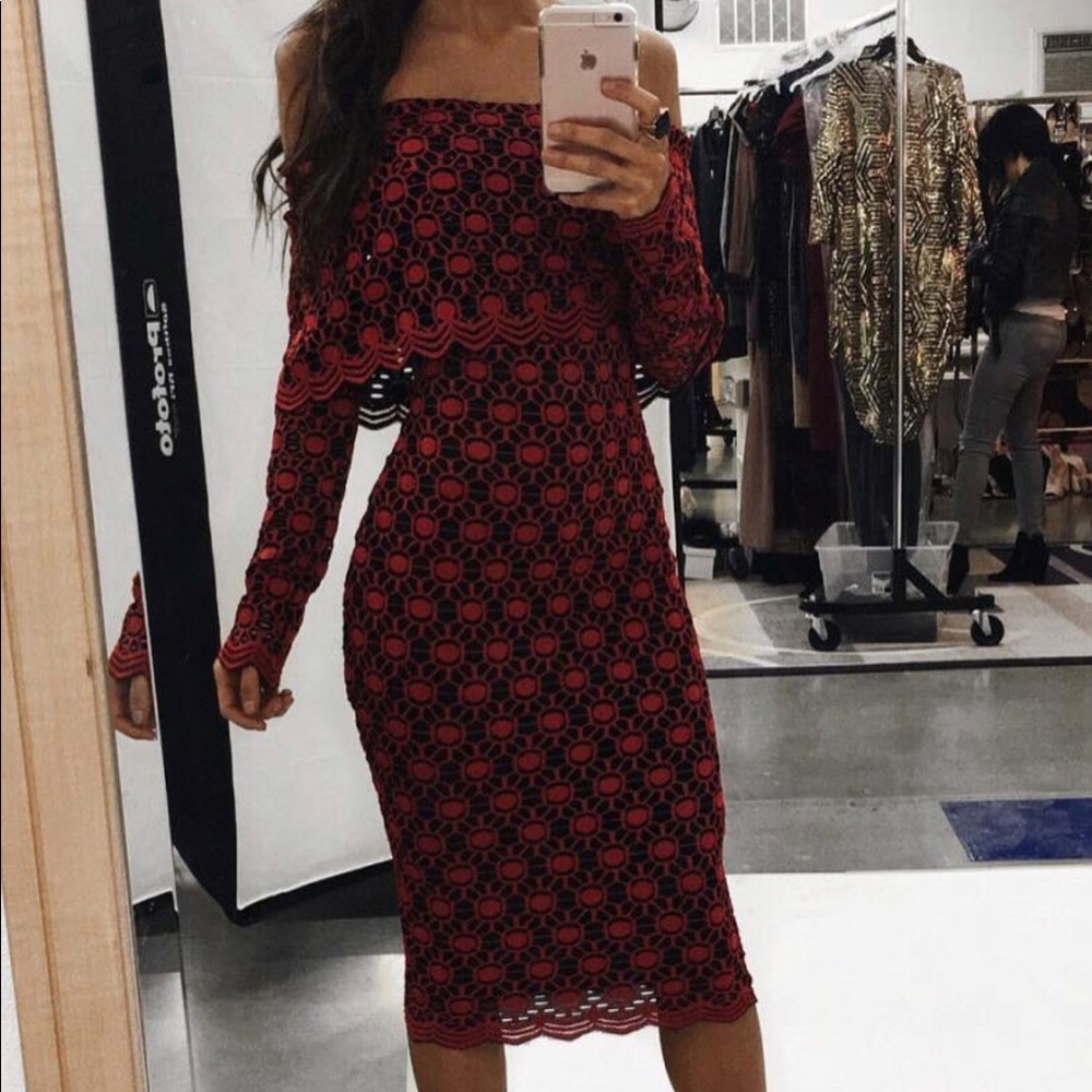 Windsor black and red off the shoulder dress